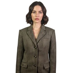 LAUREN RALPH LAUREN HERRINGBONE VINTAGE BLAZER JACKET SIZE 14 WOMENS